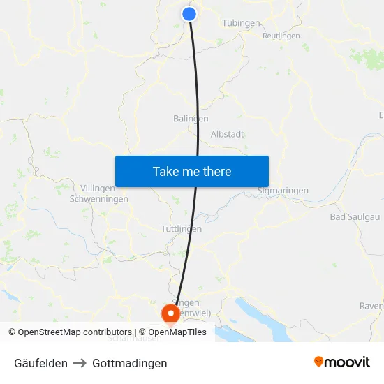 Gäufelden to Gottmadingen map