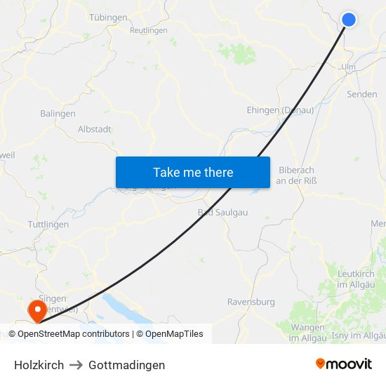 Holzkirch to Gottmadingen map