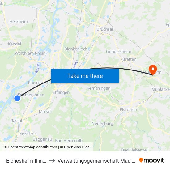 Elchesheim-Illingen to Verwaltungsgemeinschaft Maulbronn map