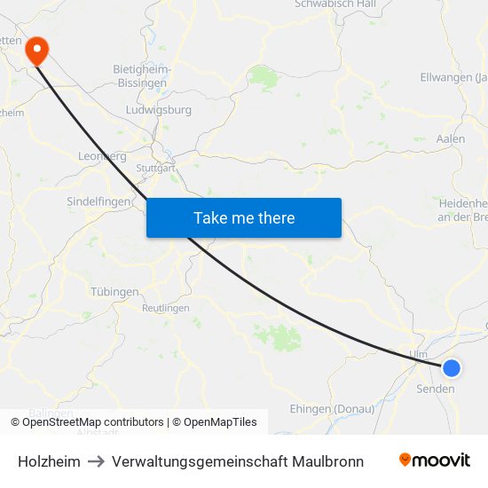 Holzheim to Verwaltungsgemeinschaft Maulbronn map