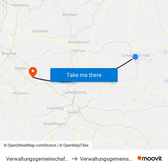 Verwaltungsgemeinschaft Schwäbisch Hall to Verwaltungsgemeinschaft Maulbronn map