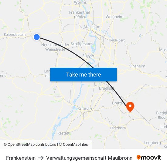 Frankenstein to Verwaltungsgemeinschaft Maulbronn map