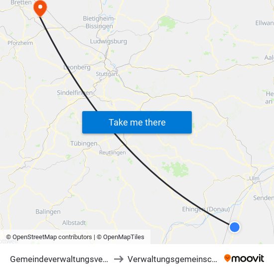 Gemeindeverwaltungsverband Laupheim to Verwaltungsgemeinschaft Maulbronn map