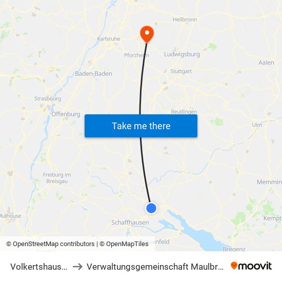 Volkertshausen to Verwaltungsgemeinschaft Maulbronn map