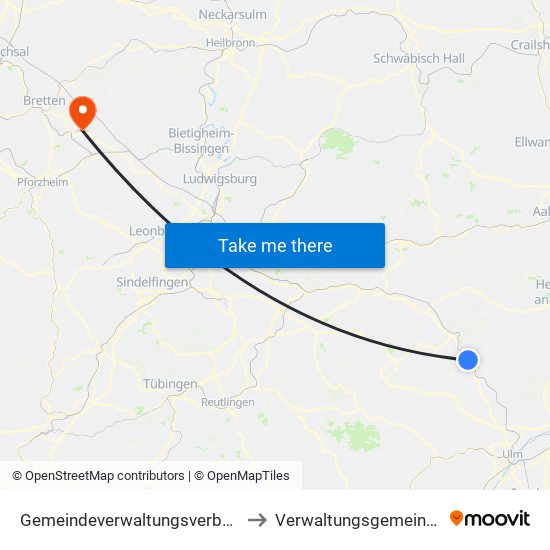 Gemeindeverwaltungsverband Lonsee-Amstetten to Verwaltungsgemeinschaft Maulbronn map