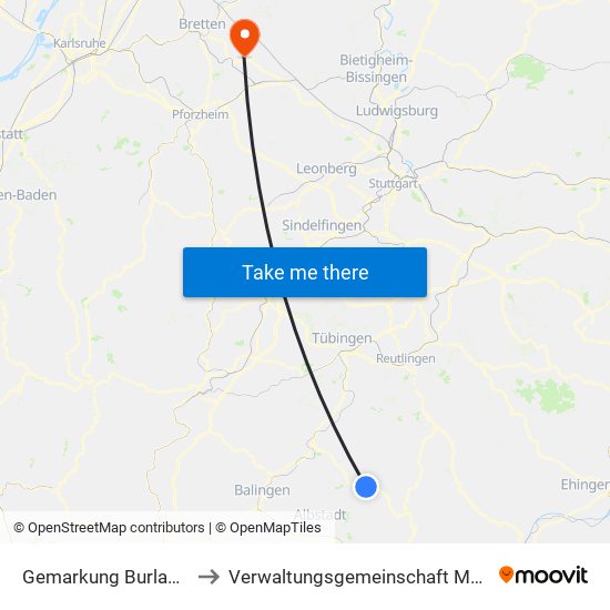 Gemarkung Burladingen to Verwaltungsgemeinschaft Maulbronn map