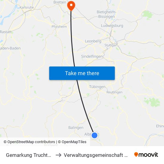 Gemarkung Truchtelfingen to Verwaltungsgemeinschaft Maulbronn map