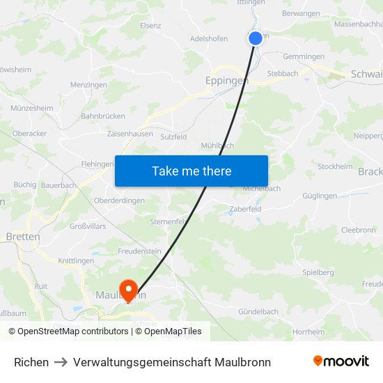 Richen to Verwaltungsgemeinschaft Maulbronn map