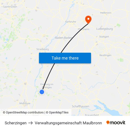 Scherzingen to Verwaltungsgemeinschaft Maulbronn map