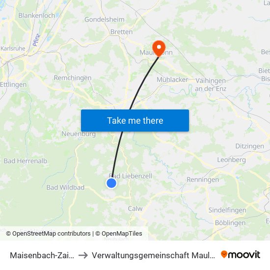 Maisenbach-Zainen to Verwaltungsgemeinschaft Maulbronn map