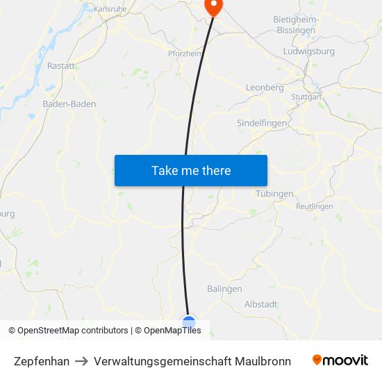 Zepfenhan to Verwaltungsgemeinschaft Maulbronn map