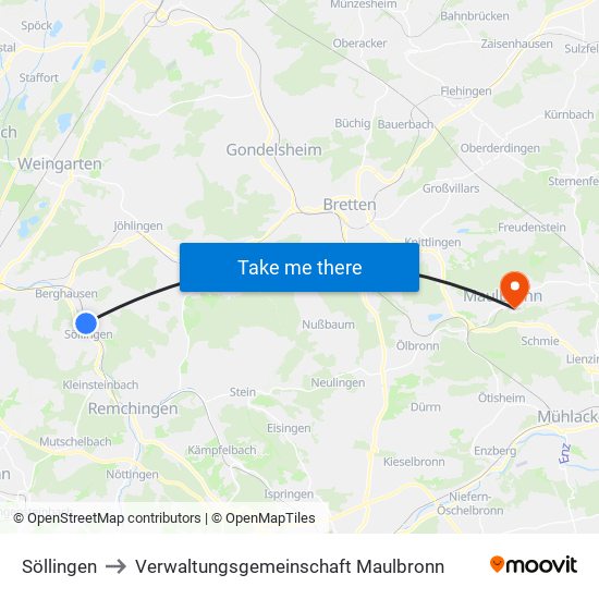 Söllingen to Verwaltungsgemeinschaft Maulbronn map