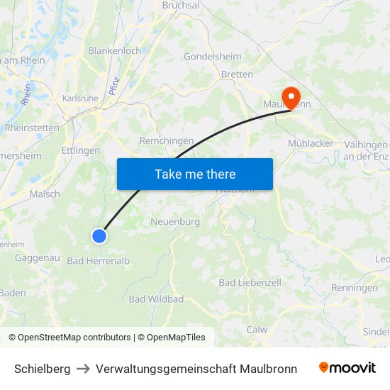 Schielberg to Verwaltungsgemeinschaft Maulbronn map