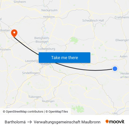 Bartholomä to Verwaltungsgemeinschaft Maulbronn map