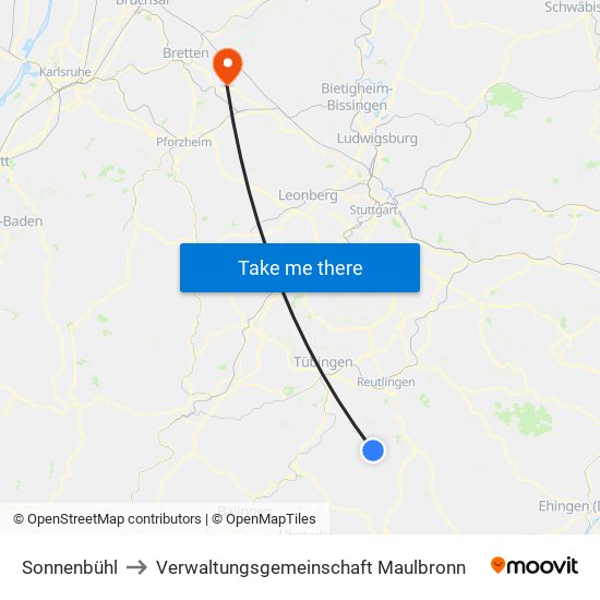 Sonnenbühl to Verwaltungsgemeinschaft Maulbronn map