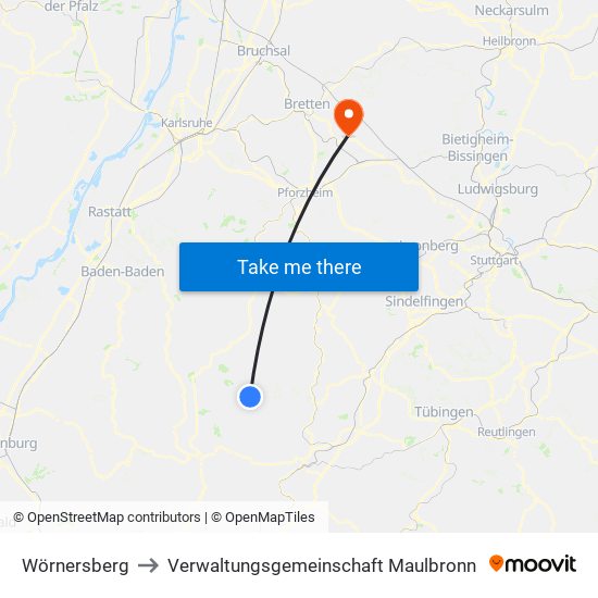 Wörnersberg to Verwaltungsgemeinschaft Maulbronn map