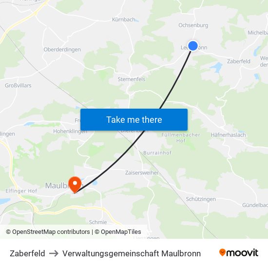 Zaberfeld to Verwaltungsgemeinschaft Maulbronn map