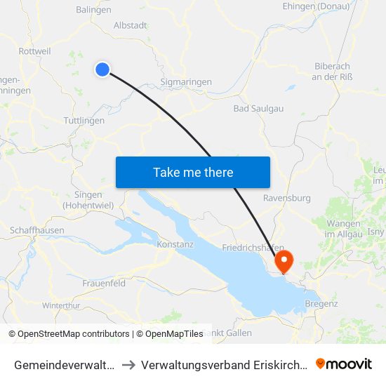 Gemeindeverwaltungsverband Meßstetten to Verwaltungsverband Eriskirch-Kressbronn am Bodensee-Langenargen map