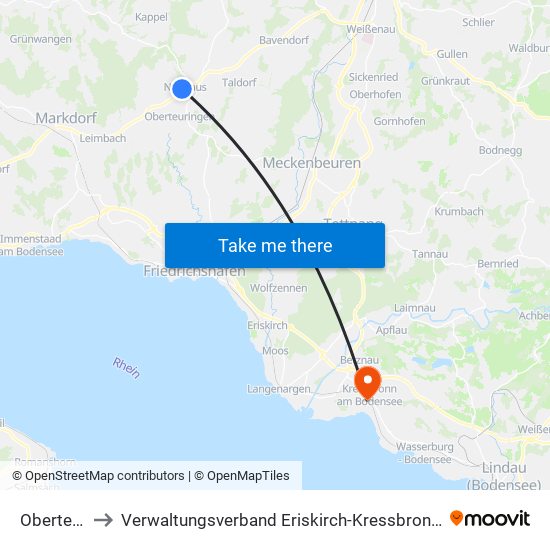 Oberteuringen to Verwaltungsverband Eriskirch-Kressbronn am Bodensee-Langenargen map