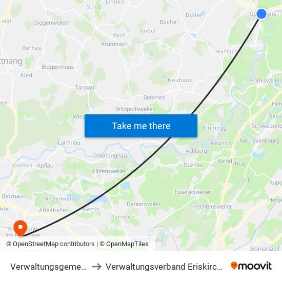 Verwaltungsgemeinschaft Wangen Im Allgäu to Verwaltungsverband Eriskirch-Kressbronn am Bodensee-Langenargen map