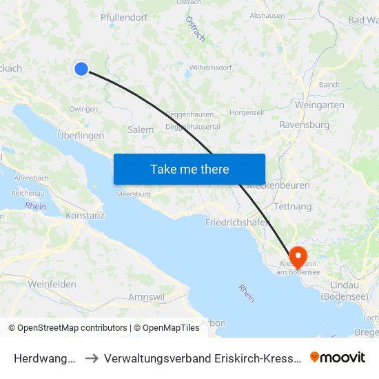 Herdwangen-Schönach to Verwaltungsverband Eriskirch-Kressbronn am Bodensee-Langenargen map