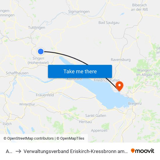 Aach to Verwaltungsverband Eriskirch-Kressbronn am Bodensee-Langenargen map