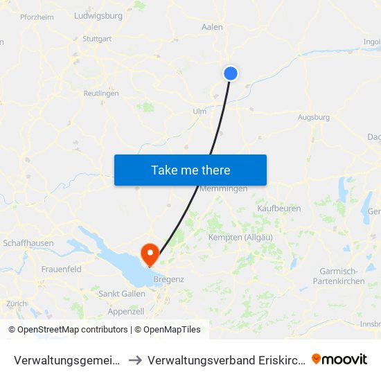 Verwaltungsgemeinschaft Giengen An Der Brenz to Verwaltungsverband Eriskirch-Kressbronn am Bodensee-Langenargen map