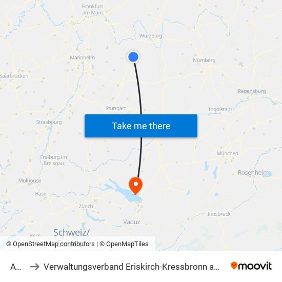 Ahorn to Verwaltungsverband Eriskirch-Kressbronn am Bodensee-Langenargen map