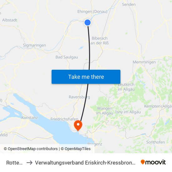 Rottenacker to Verwaltungsverband Eriskirch-Kressbronn am Bodensee-Langenargen map