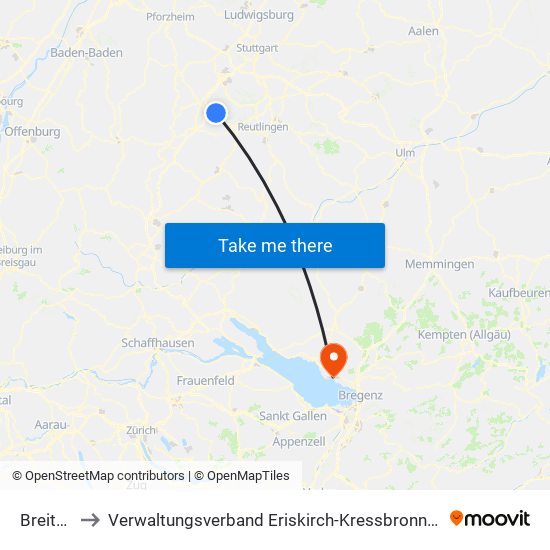 Breitenholz to Verwaltungsverband Eriskirch-Kressbronn am Bodensee-Langenargen map