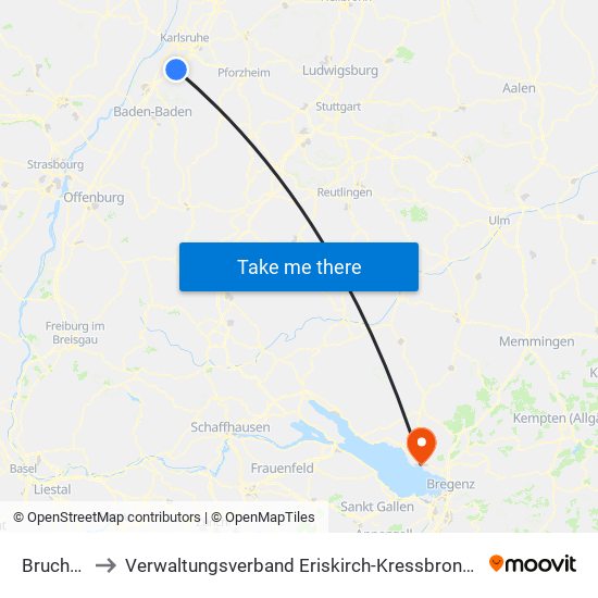 Bruchhausen to Verwaltungsverband Eriskirch-Kressbronn am Bodensee-Langenargen map