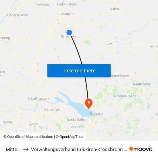 Mittelstadt to Verwaltungsverband Eriskirch-Kressbronn am Bodensee-Langenargen map