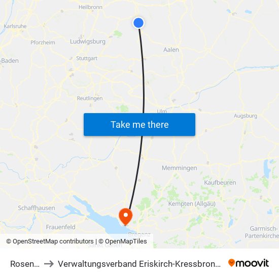 Rosengarten to Verwaltungsverband Eriskirch-Kressbronn am Bodensee-Langenargen map