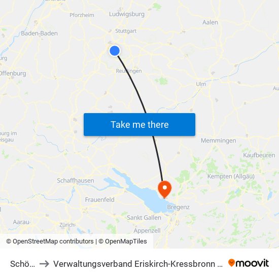 Schönaich to Verwaltungsverband Eriskirch-Kressbronn am Bodensee-Langenargen map