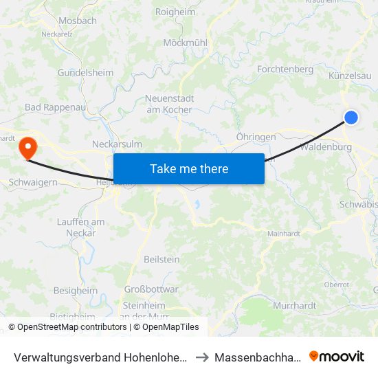 Verwaltungsverband Hohenloher Ebene to Massenbachhausen map