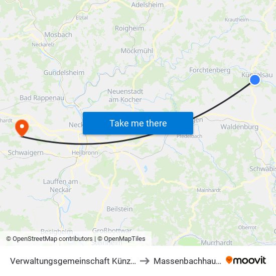 Verwaltungsgemeinschaft Künzelsau to Massenbachhausen map