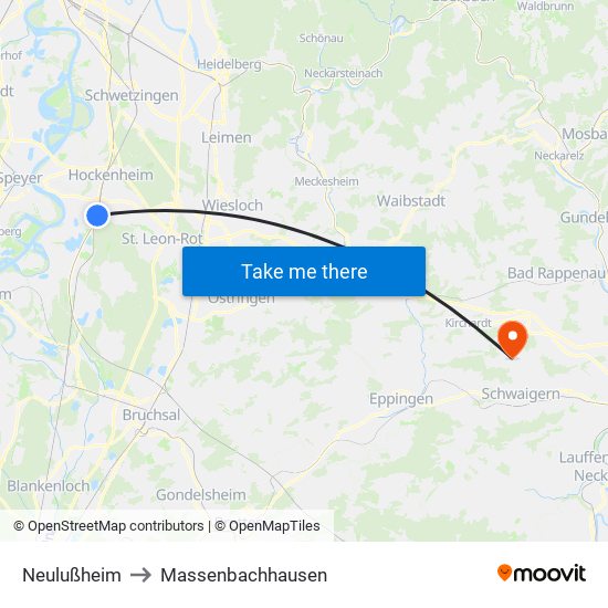 Neulußheim to Massenbachhausen map