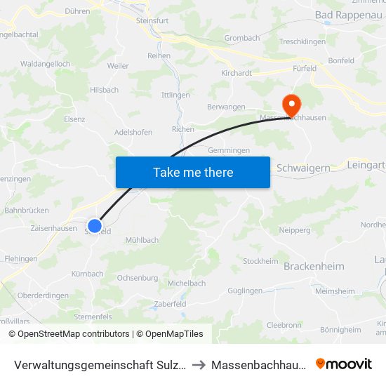Verwaltungsgemeinschaft Sulzfeld to Massenbachhausen map