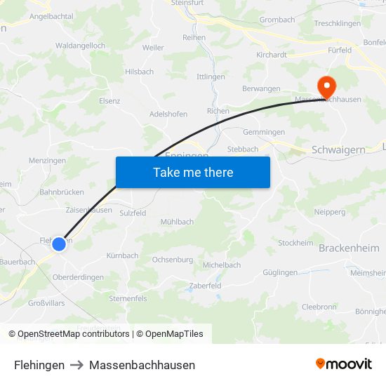 Flehingen to Massenbachhausen map