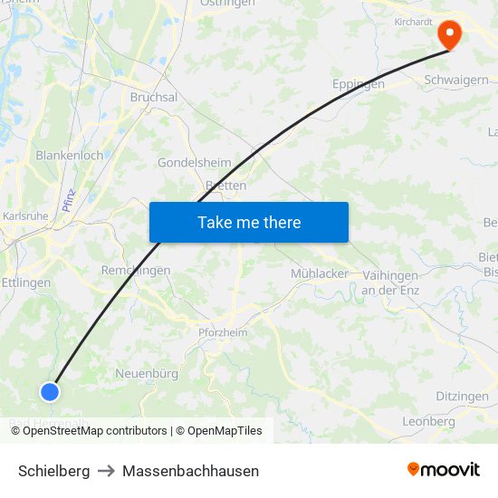 Schielberg to Massenbachhausen map