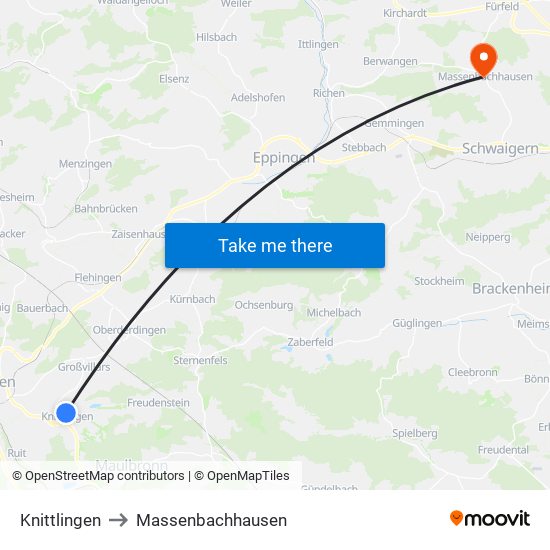 Knittlingen to Massenbachhausen map