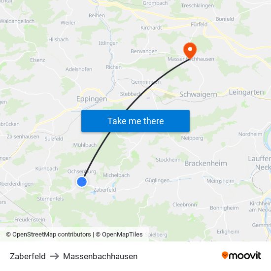 Zaberfeld to Massenbachhausen map