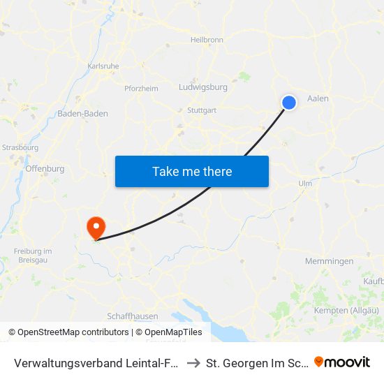 Verwaltungsverband Leintal-Frickenhofer Höhe to St. Georgen Im Schwarzwald map