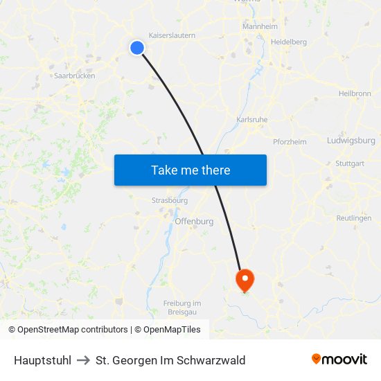 Hauptstuhl to St. Georgen Im Schwarzwald map