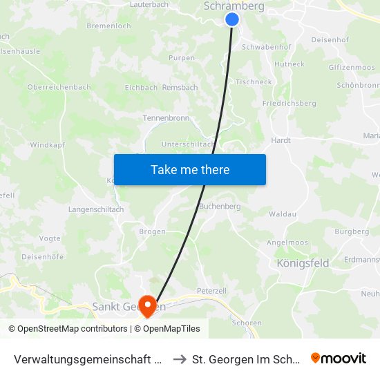 Verwaltungsgemeinschaft Schramberg to St. Georgen Im Schwarzwald map