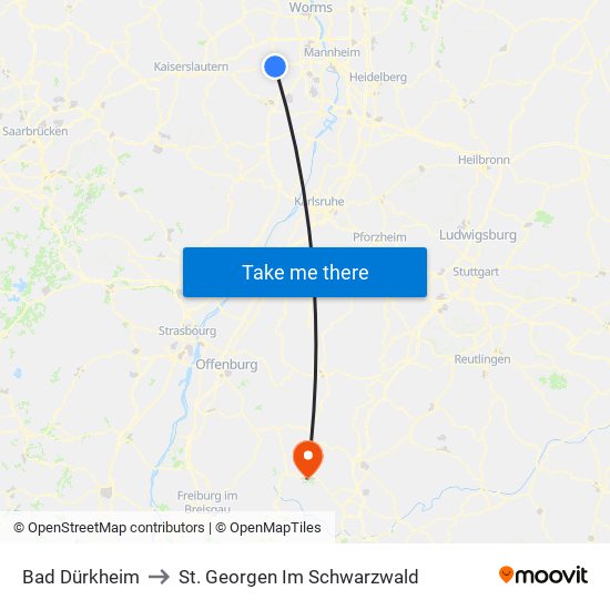 Bad Dürkheim to St. Georgen Im Schwarzwald map