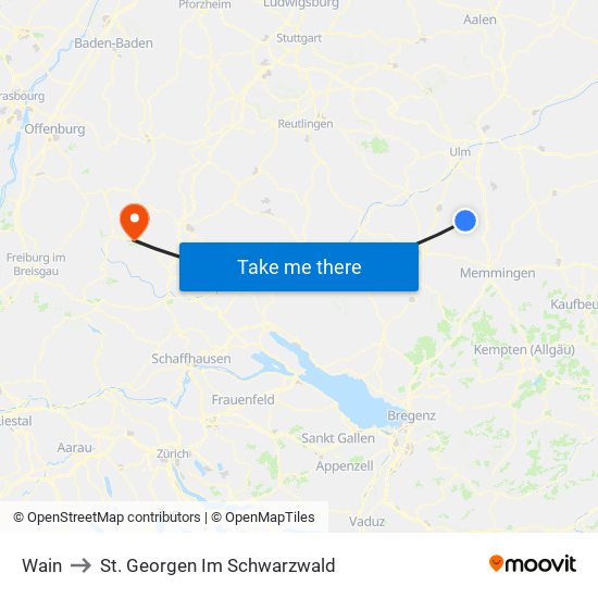 Wain to St. Georgen Im Schwarzwald map
