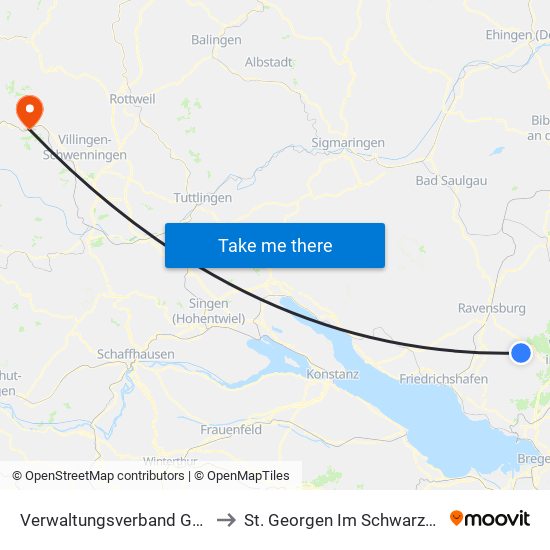 Verwaltungsverband Gullen to St. Georgen Im Schwarzwald map