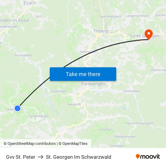 Gvv St. Peter to St. Georgen Im Schwarzwald map