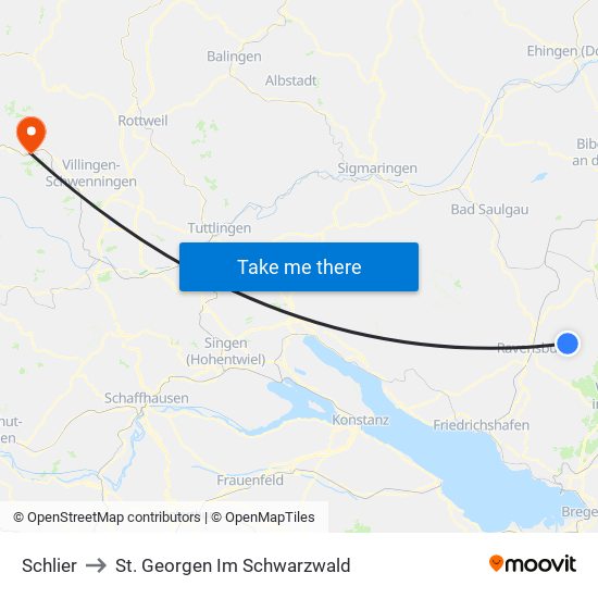 Schlier to St. Georgen Im Schwarzwald map